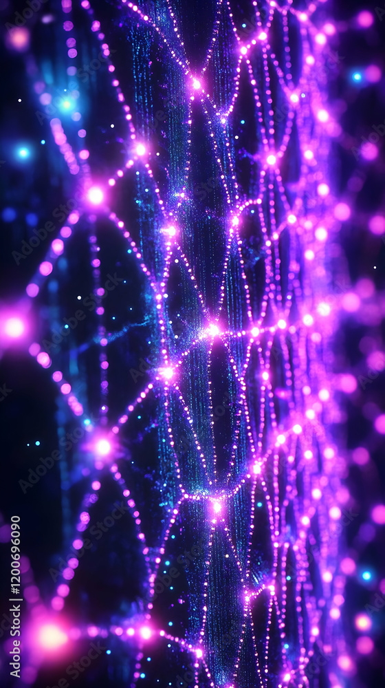 Aufkleber abstract background with glowing purple and blue lights creating a mesh-like structure