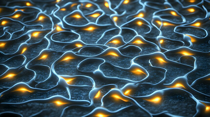 Fototapeta premium Abstract 3D Render of Glowing Intertwined Structures on a Textured Surface