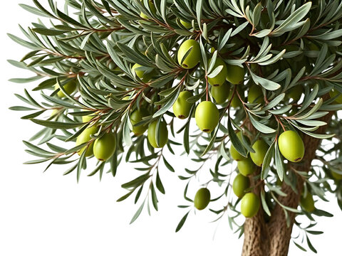 Lush Olive Tree Branch with Bountiful Fruit