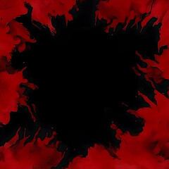 Abstract Red Splashes Frame a Dark Void Vignette with Dramatic Contrast, Creating an Intense Visual.