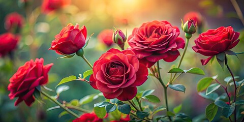 Obraz premium Stunning Long Exposure Photography of Isolated Red Roses in a Serene Natural Setting, Capturing the Ethereal Beauty of Flowers, Nature, and Artistic Floral Imagery