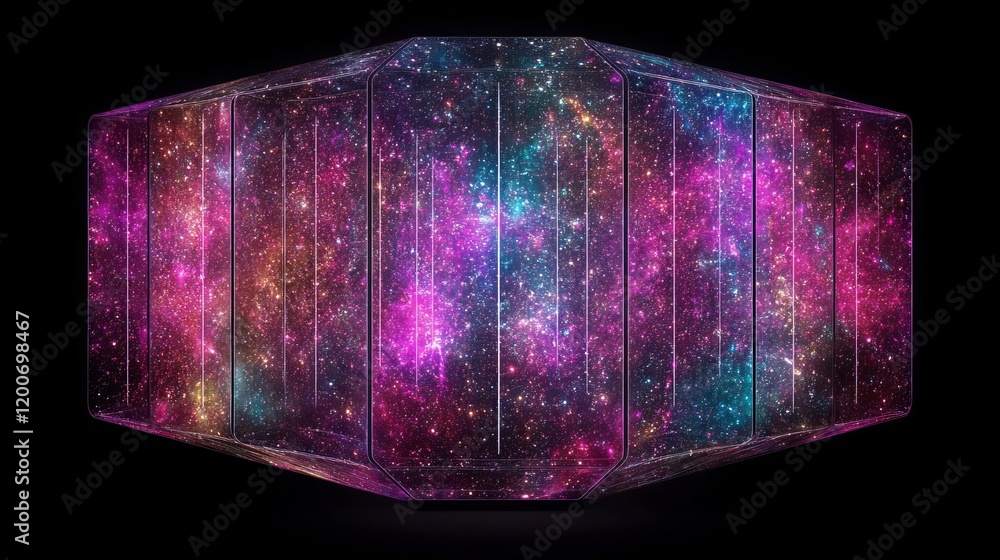 Poster celestial cube fractal nebula display
