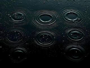 Dark Water Ripples Expand Outward from Droplets Creating Concentric Circles on a Still Surface