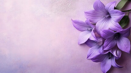 Elegant Purple Campanula Flowers Against Soft Pastel Backdrop