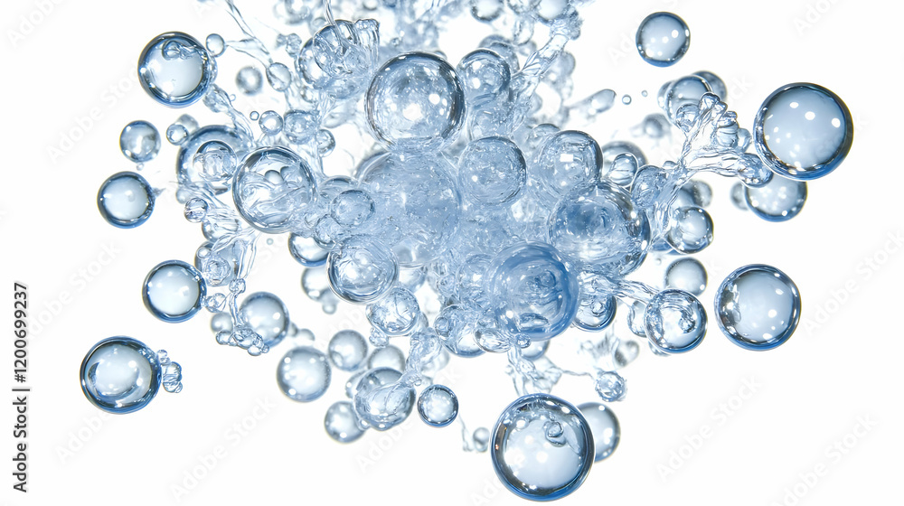 Aufkleber clear water bubbles rising upward, creating a dynamic and refreshing scene on a white background