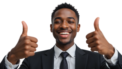 Happy businessman giving thumbs up. (1)
