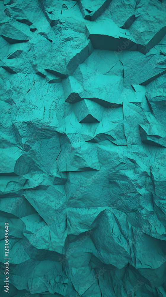 Poster turquoise abstract background creates dramatic and geometric texture with sharp edges and deep shado