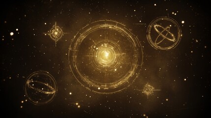Celestial Golden Abstract Space Exploration Design