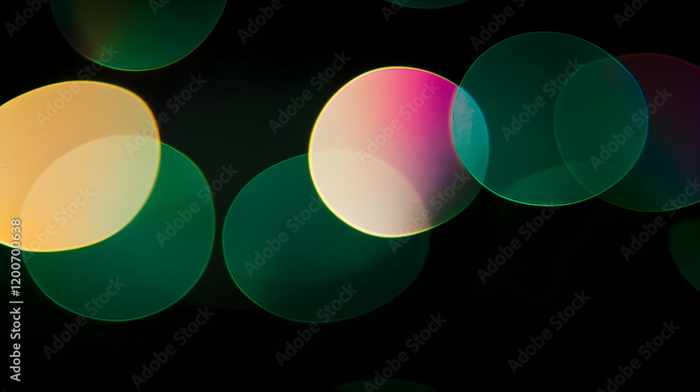 Aufkleber abstract background displays colorful bokeh circles elegantly on dark backdrop