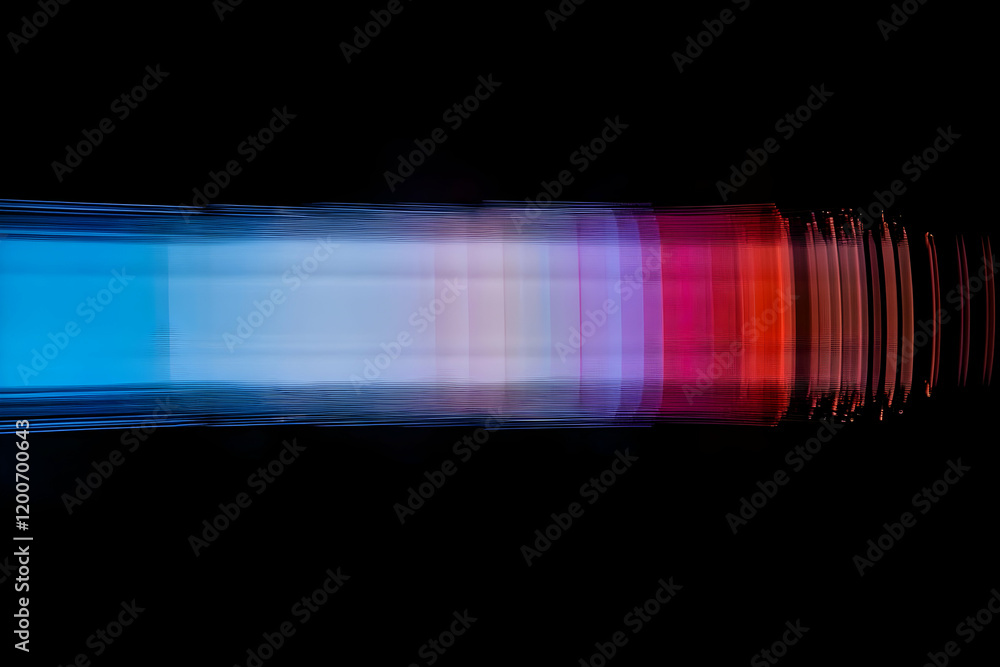 Poster abstract light trails blend colors on black background, creating dynamic visual effect