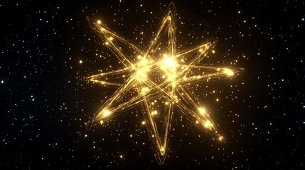 Celestial Golden Starburst in Dark Space