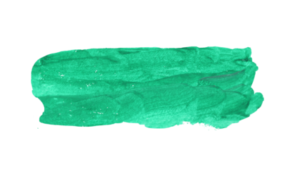 Vibrant Green Painterly Brush Stroke with Texture on Transparent Background.