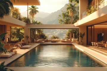 Luxury villa with infinity pool and mountain views. Tranquil oasis.