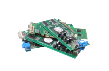 Electronic Circuit Boards Piled Together, Featuring Various Components and Connectors.