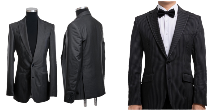 Striped Black Suit Jacket on Mannequin