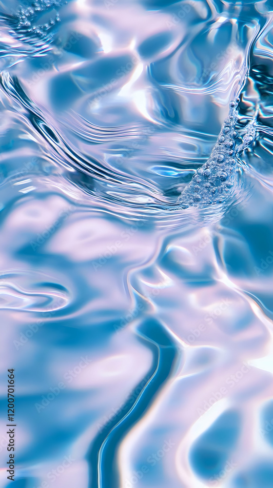 Aufkleber abstract flowing liquid forms mesmerizing patterns with iridescent hues and bubbles gently rising.