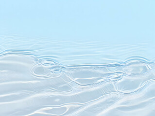 Transparent Light Blue Water Surface with Gentle Ripples and Soft Waves Creates a Calming Background.