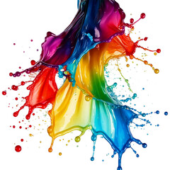 Colorful paint splashes isolated on transparent background, part 15