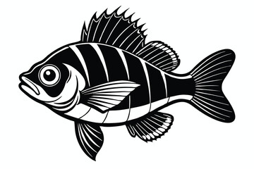 Cartoon vector illustration of a tropical fish swimming in the ocean