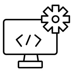 Modern software development icon featuring symbols like code, cloud, servers, and debugging tools, ideal for tech projects, apps, websites, or programming-related designs.