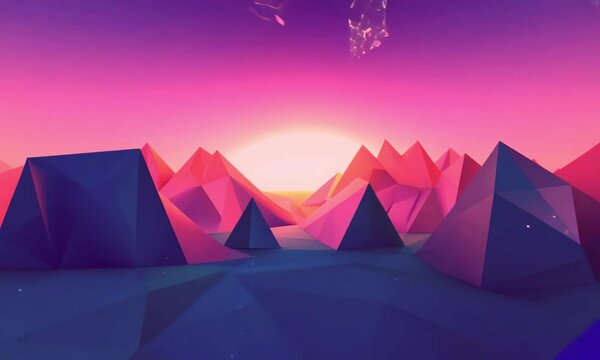 colorful 3d polygon landscape background
