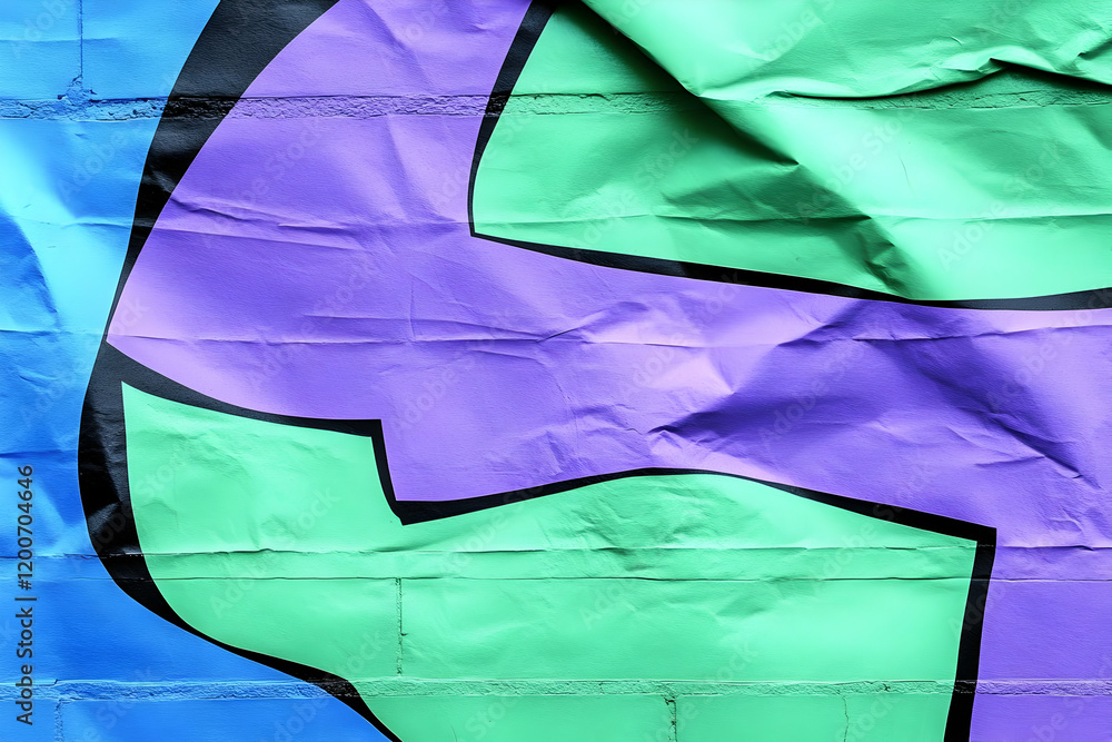 Poster wrinkled and colorful abstract background shows folds and creases dynamically