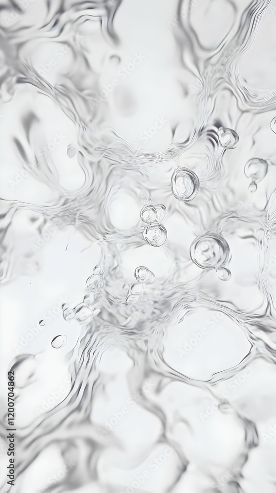 Poster abstract water background creates dynamic ripples and bubbles with smooth, fluid motion in monochrom