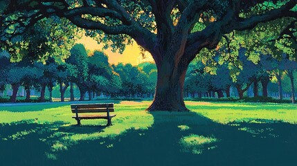 Park Bench at Sunset