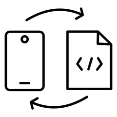 Modern software development icon featuring symbols like code, cloud, servers, and debugging tools, ideal for tech projects, apps, websites, or programming-related designs.