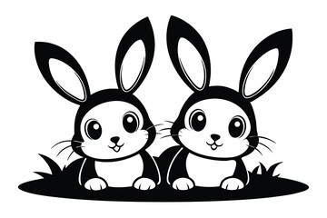 two rabbits in the hole  white background J.eps