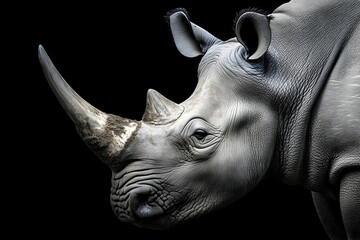 Fototapeta premium Majestic Rhino Poses Proudly Against Dark Background