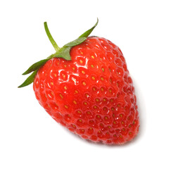 One strawberry macro isolated on white background