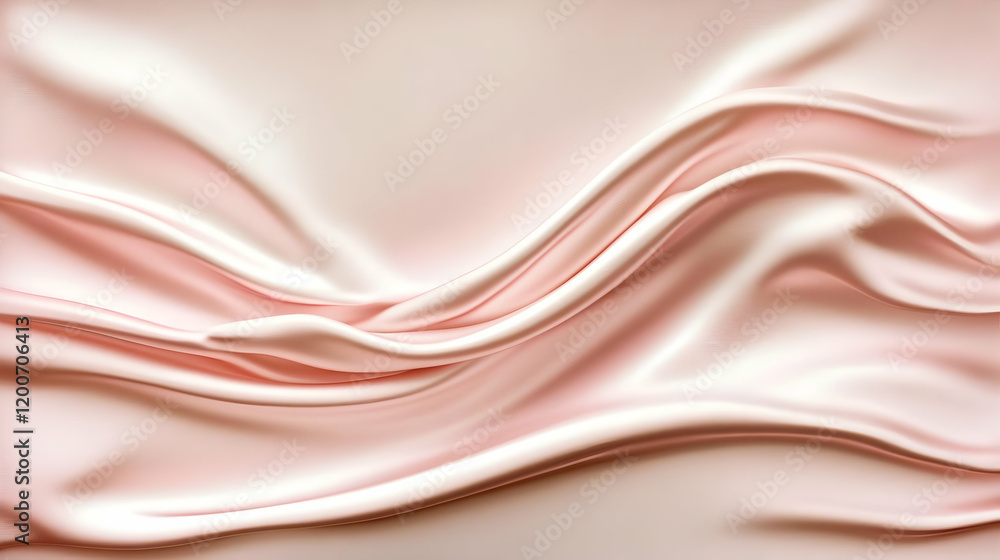 Poster Smooth Pink Silk Fabric Flows Gently, Creating Elegant Waves for a Luxurious Background