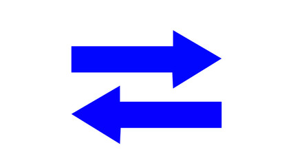 Left right directional blue arrow. Arrow keys pointing left-right isolated on white background. Social media scroll arrow buttons