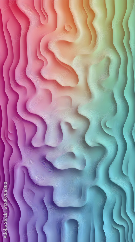 Poster abstract 3d background forms colorful topographic lines with gradient colors seamlessly