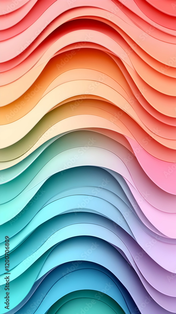 Poster abstract 3d background with colorful wavy shapes and smooth curves, perfect for modern designs