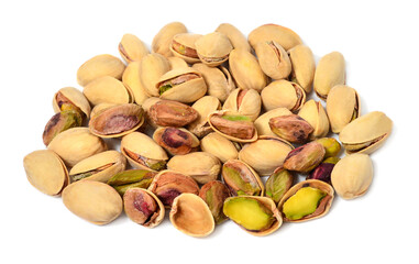 Pistachios pile isolated on white background
