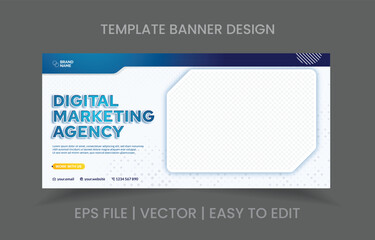 Business Banner template design yellow and blue color with image space