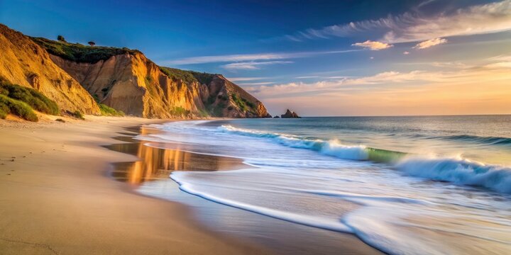 Minimalist Afternoon at Point Dume Malibu Beach: Serene Coastal Views and Tranquil Waves in California's Natural Beauty