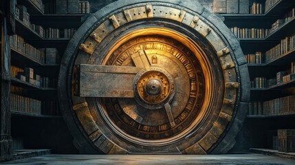 Obraz premium The Enigmatic Vault: A Secret Library's Hidden Treasure