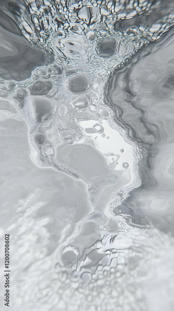 Aufkleber abstract gray liquid flows and creates bubbles with textured surface effects dynamically