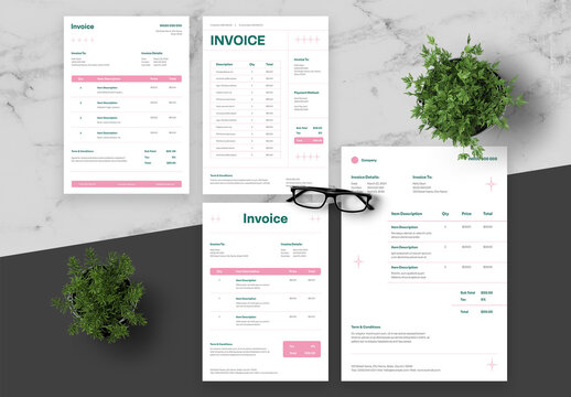 Green And Pink Invoice