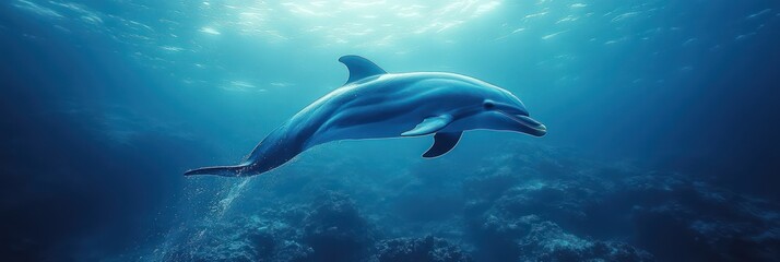 Fototapeta premium Majestic Dolphin Underwater Grace