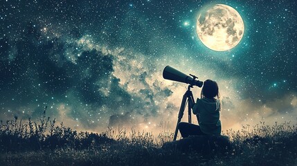 Night Sky Gazing: Moon, Stars, and Telescope