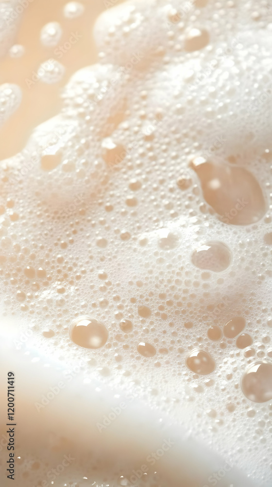 Poster close-up of frothy bubbles forms a textured surface with reflections and light.