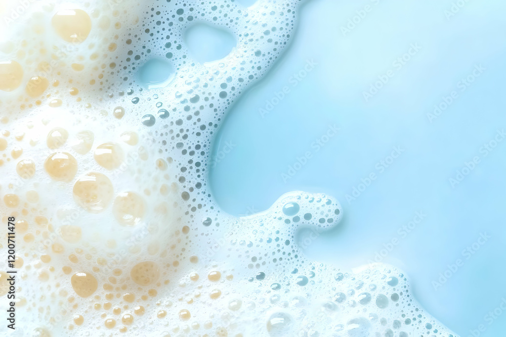 Poster close-up of soap bubbles texture forms an abstract background with soft focus and pastel colors