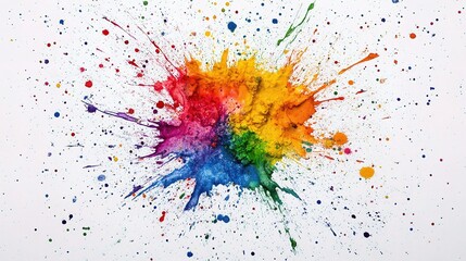Rainbow Ink Splash: A vibrant explosion of rainbow-colored ink splatters across the surface, creating a dynamic and artistic composition. The colors blend and contrast, showcasing a spectrum of hues.
