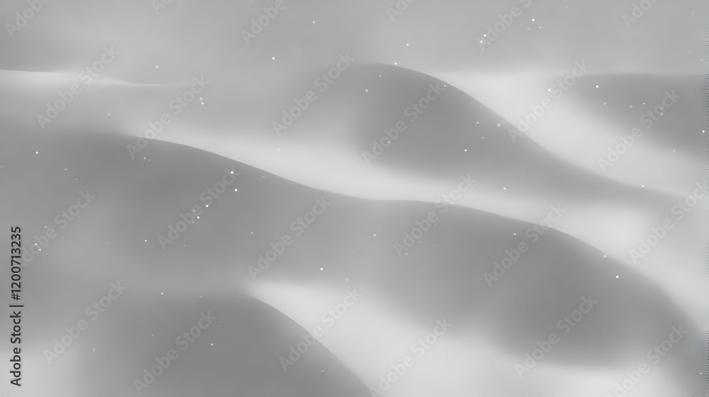 Poster abstract gray background creates soft, flowing waves with subtle light particles gently illuminated.