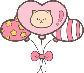 Cute Cat Face Balloons with Heart and Stars