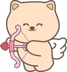 Cute Cat as Cupid with Bow and Arrow